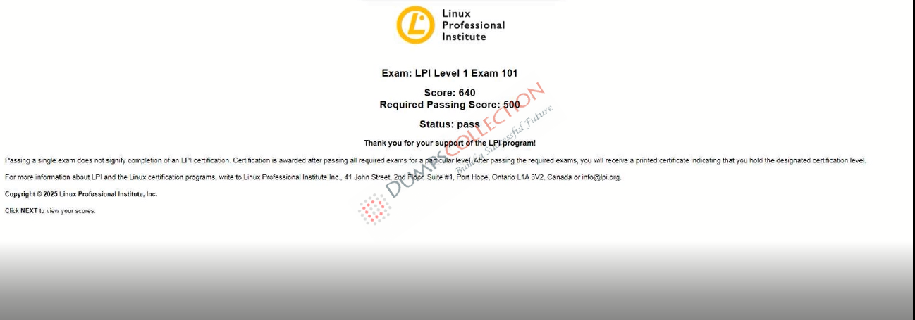 Confirmed passing report for the 101-400 1