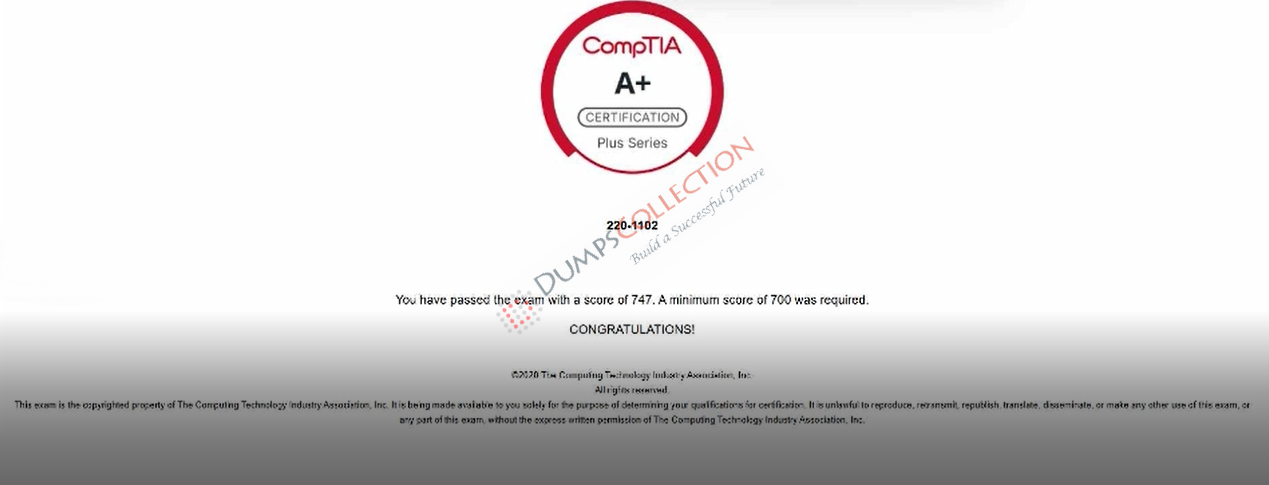 Confirmed passing report for the 220-1102 1