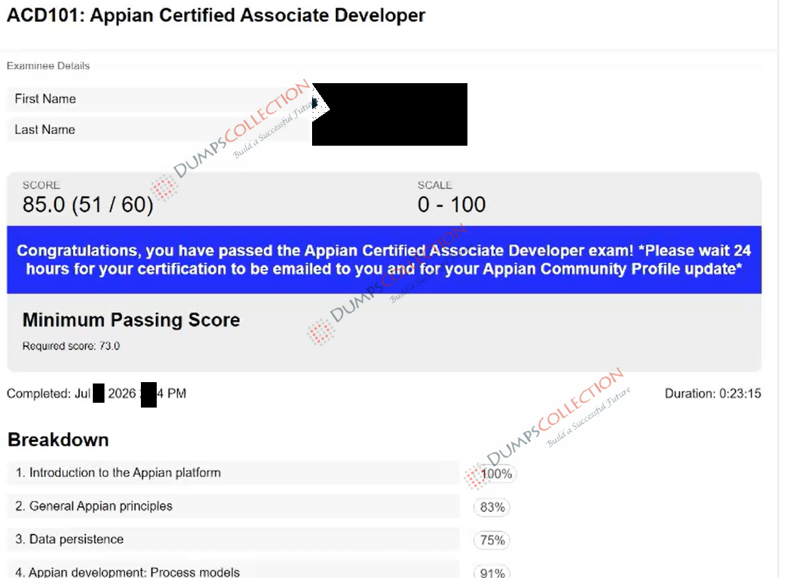 Confirmed passing report for the ACD101 1
