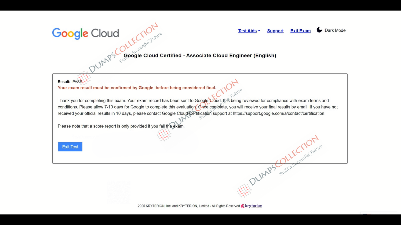 Confirmed passing report for the Associate-Cloud-Engineer 3