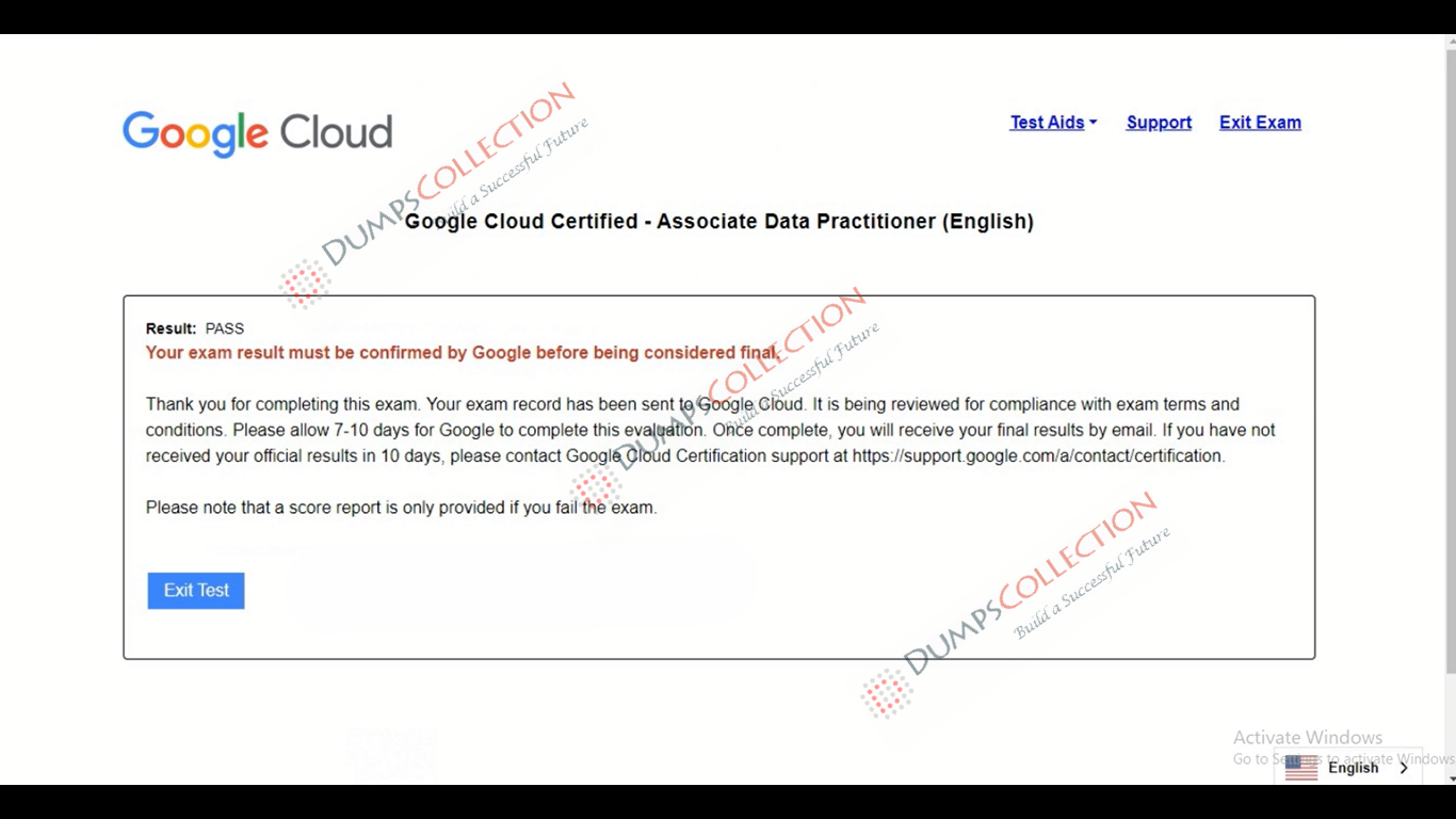 Confirmed passing report for the Associate-Data-Practitioner 1