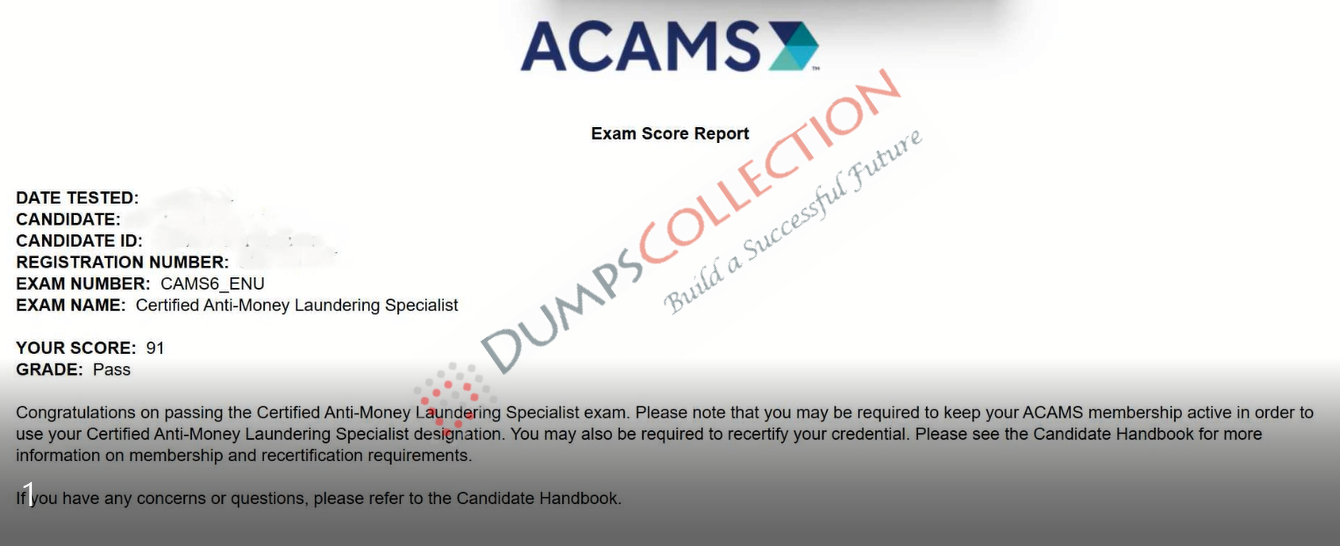 Confirmed passing report for the CAMS 3