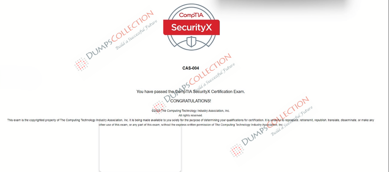 Confirmed passing report for the CAS-004 2
