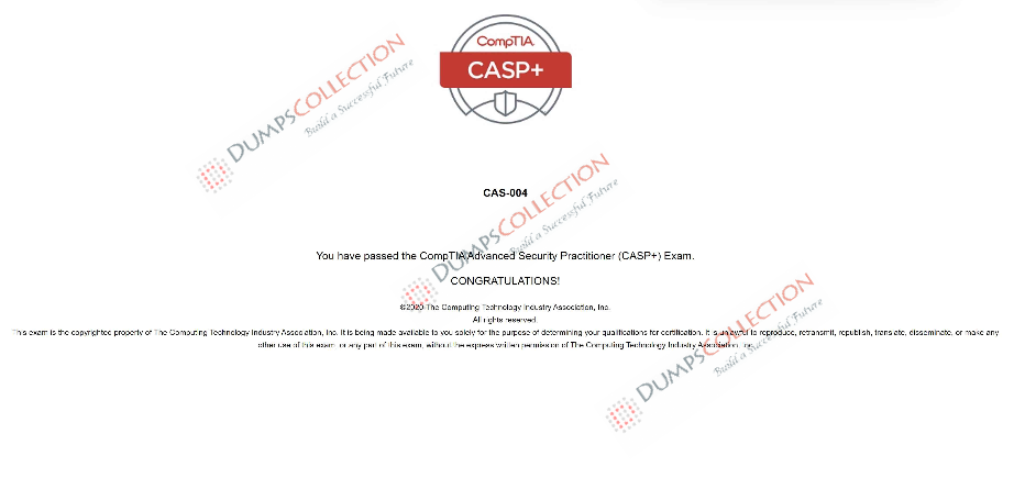 Confirmed passing report for the CAS-004 1