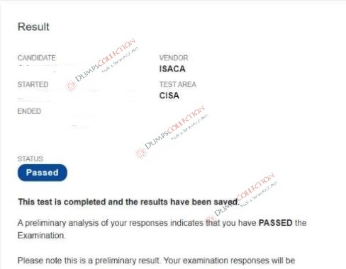 Confirmed passing report for the CISA 1