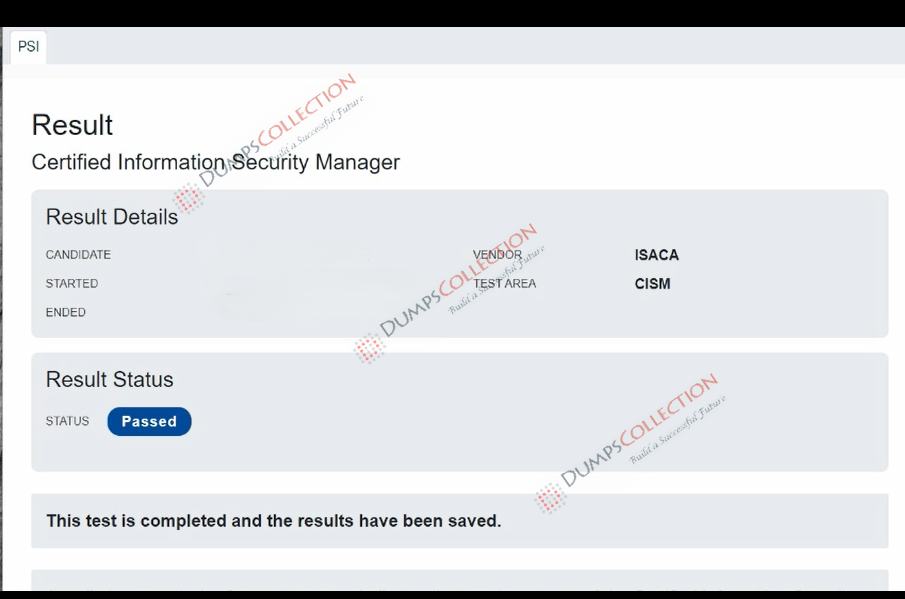 Confirmed passing report for the CISM 3