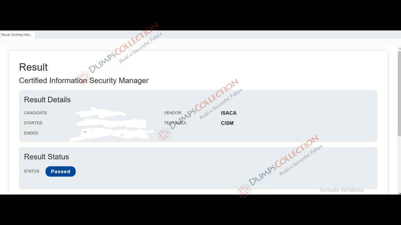 Confirmed passing report for the CISM 2