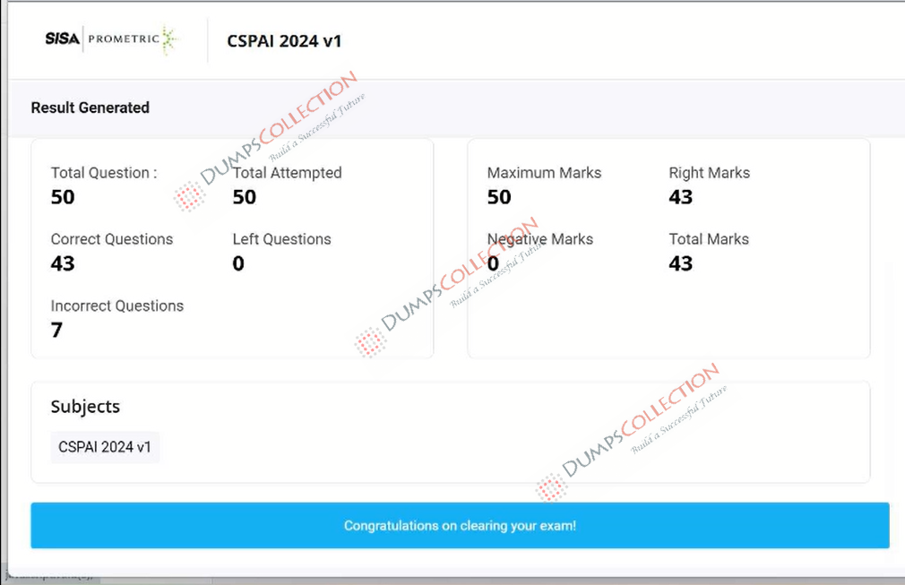 Confirmed passing report for the CSPAI 1