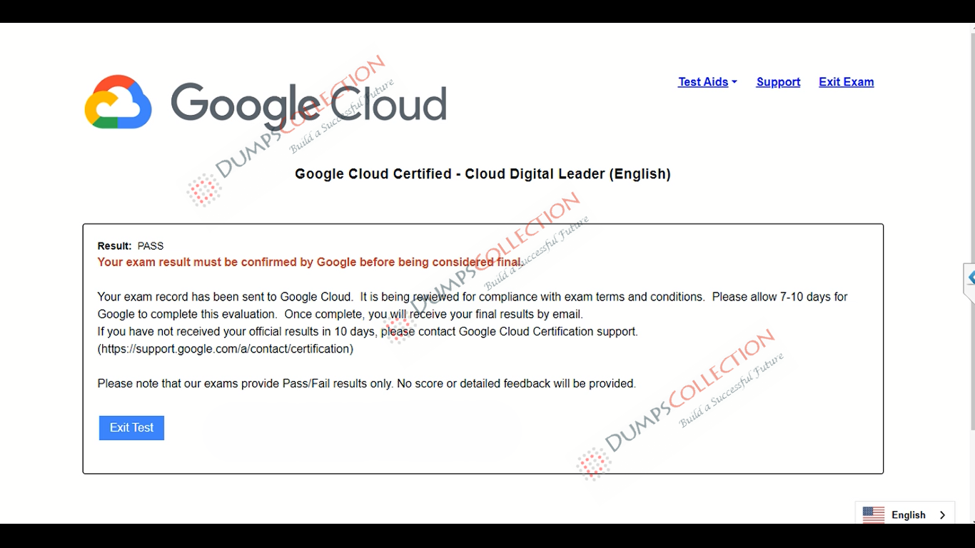 Confirmed passing report for the Cloud-Digital-Leader 1