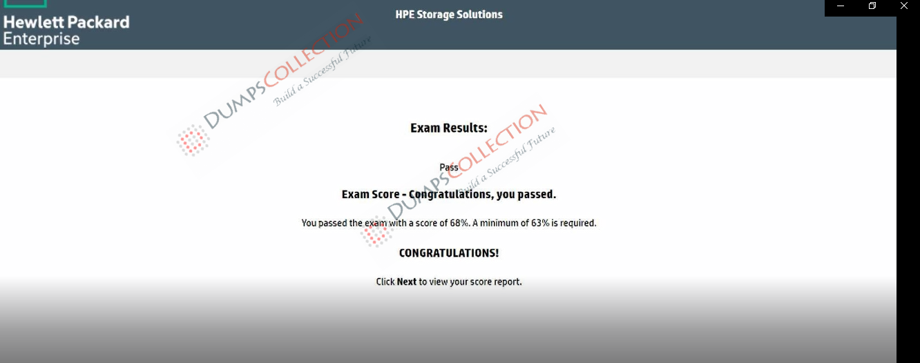 Confirmed passing report for the HPE0-J68 1