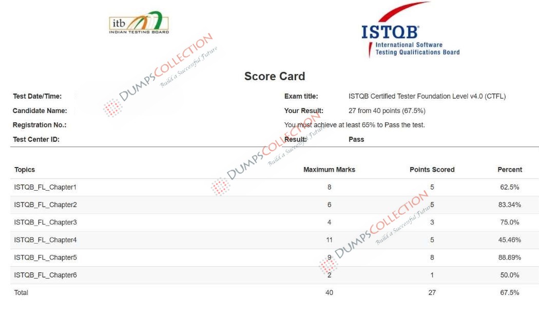 Confirmed passing report for the ISTQB-CTFL 2