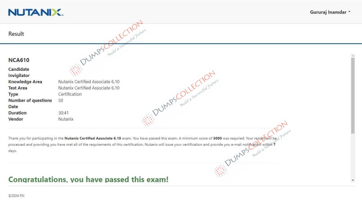 Confirmed passing report for the NCA-6.10 1
