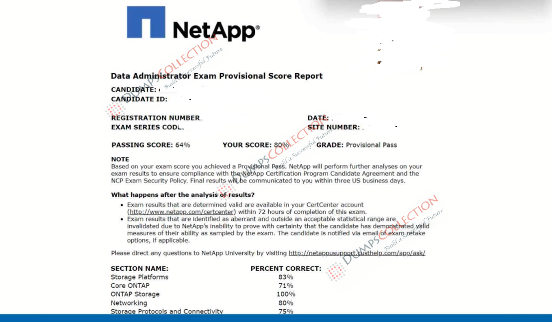Confirmed passing report for the NS0-162 1