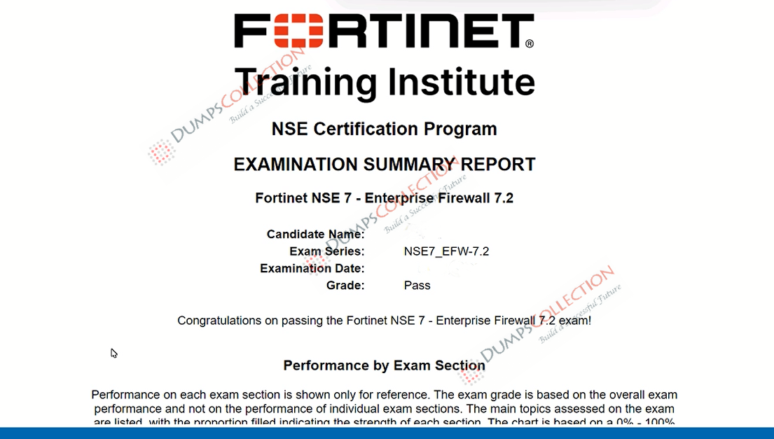 Confirmed passing report for the NSE7_EFW-7.2 4