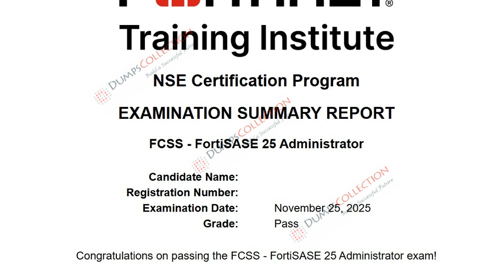 Confirmed passing report for the NSE7_SSE_AD-25 4