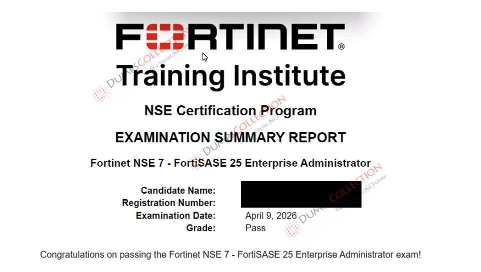 Confirmed passing report for the NSE7_SSE_AD-25 1