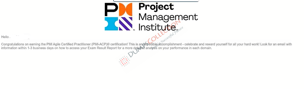 Confirmed passing report for the PMI-ACP 1