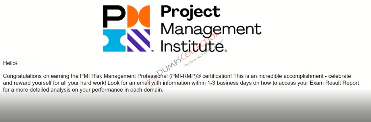 Confirmed passing report for the PMI-RMP 1