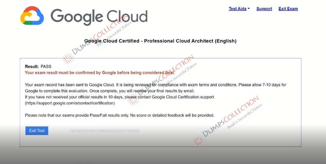 Confirmed passing report for the Professional-Cloud-Architect 3
