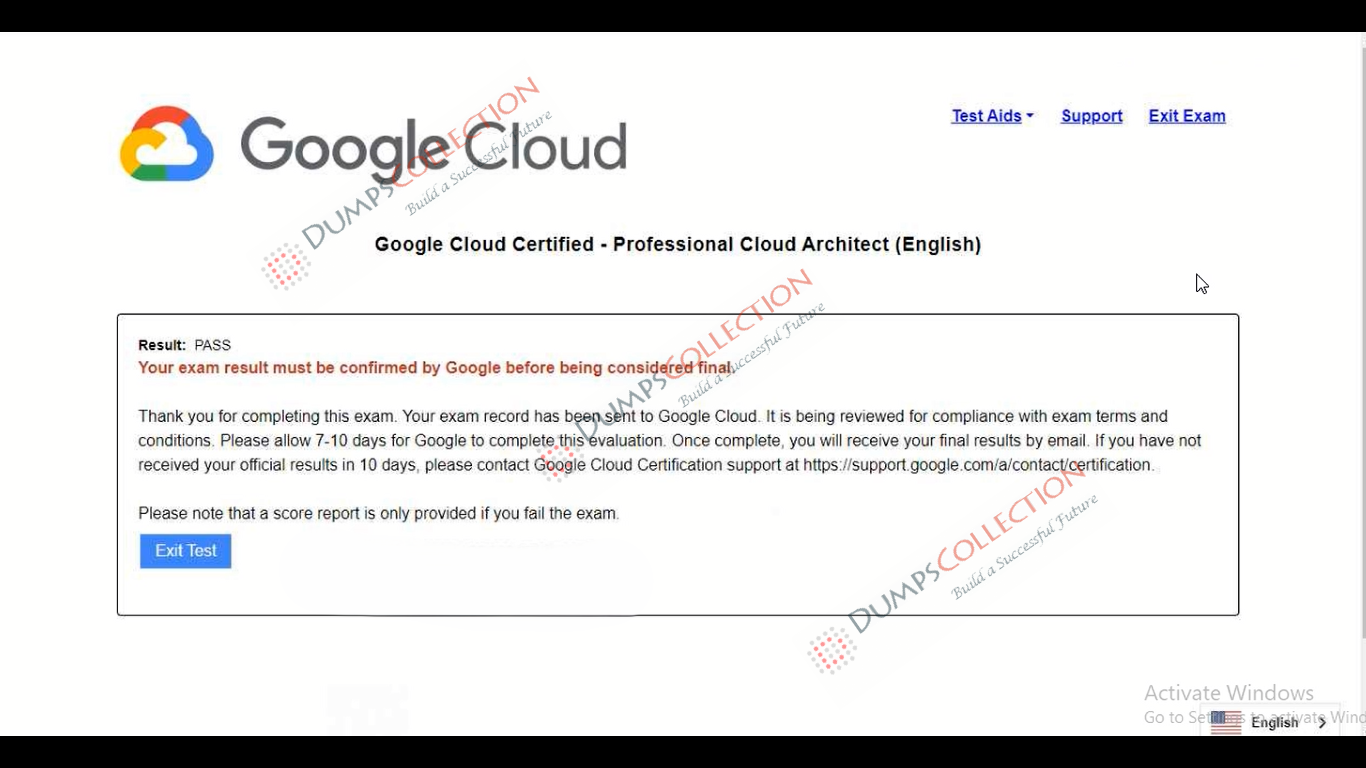 Confirmed passing report for the Professional-Cloud-Architect 2