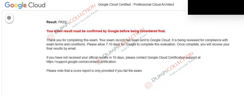 Confirmed passing report for the Professional-Cloud-Architect 4