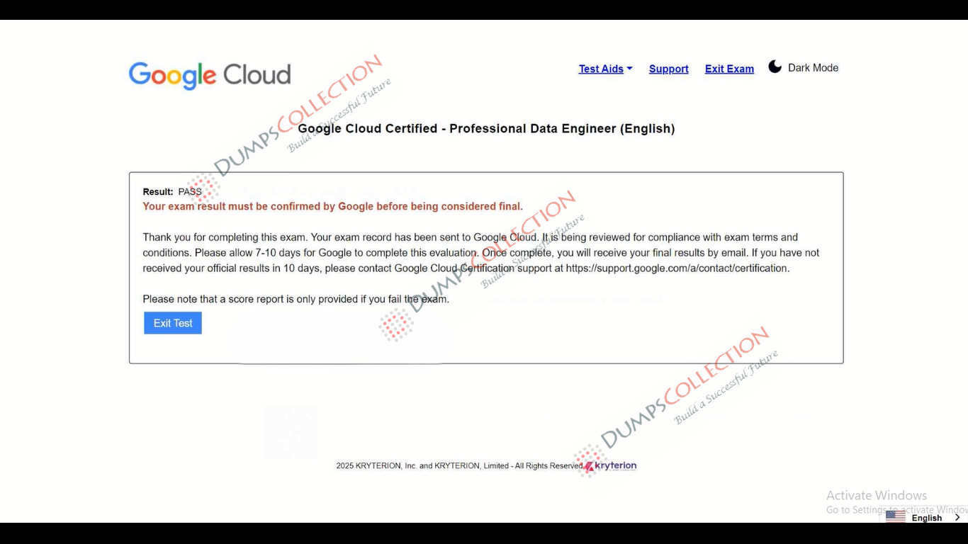 Confirmed passing report for the Professional-Data-Engineer 2
