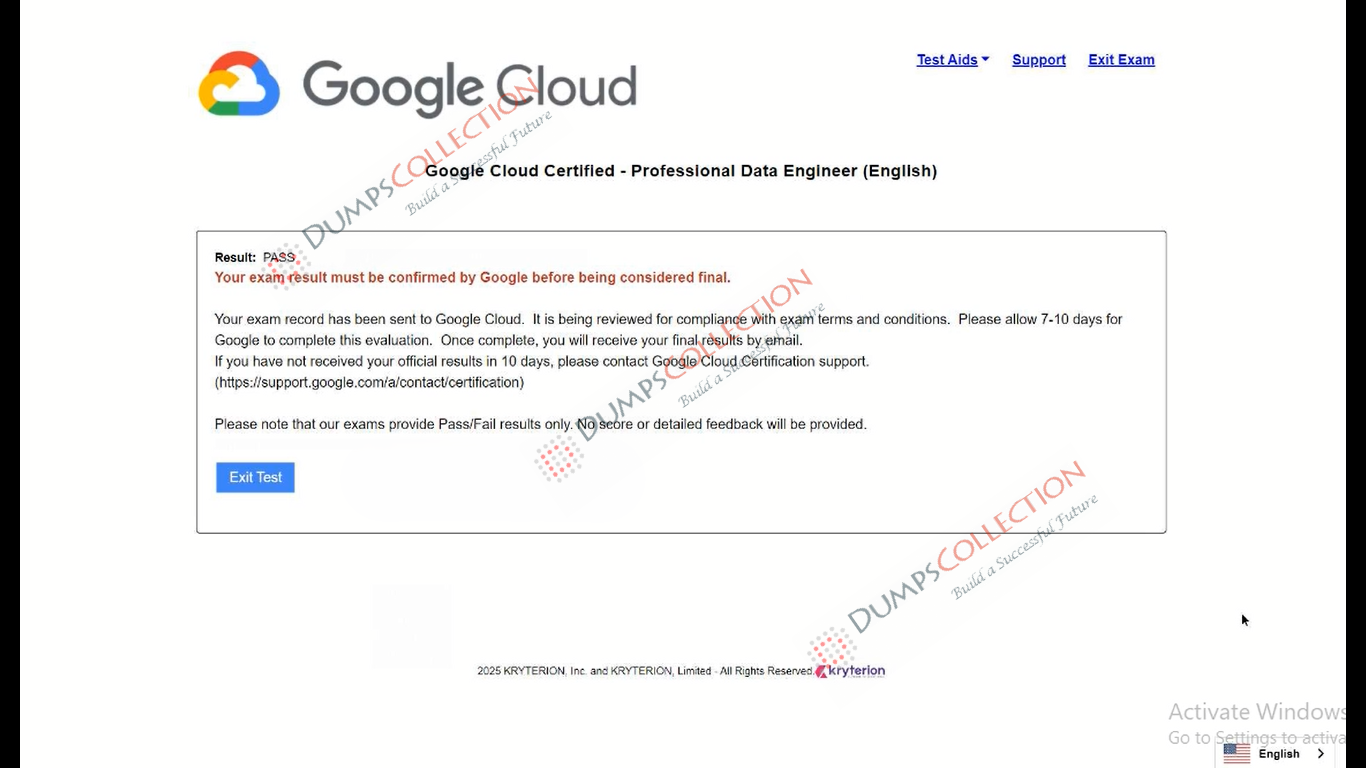 Confirmed passing report for the Professional-Data-Engineer 1