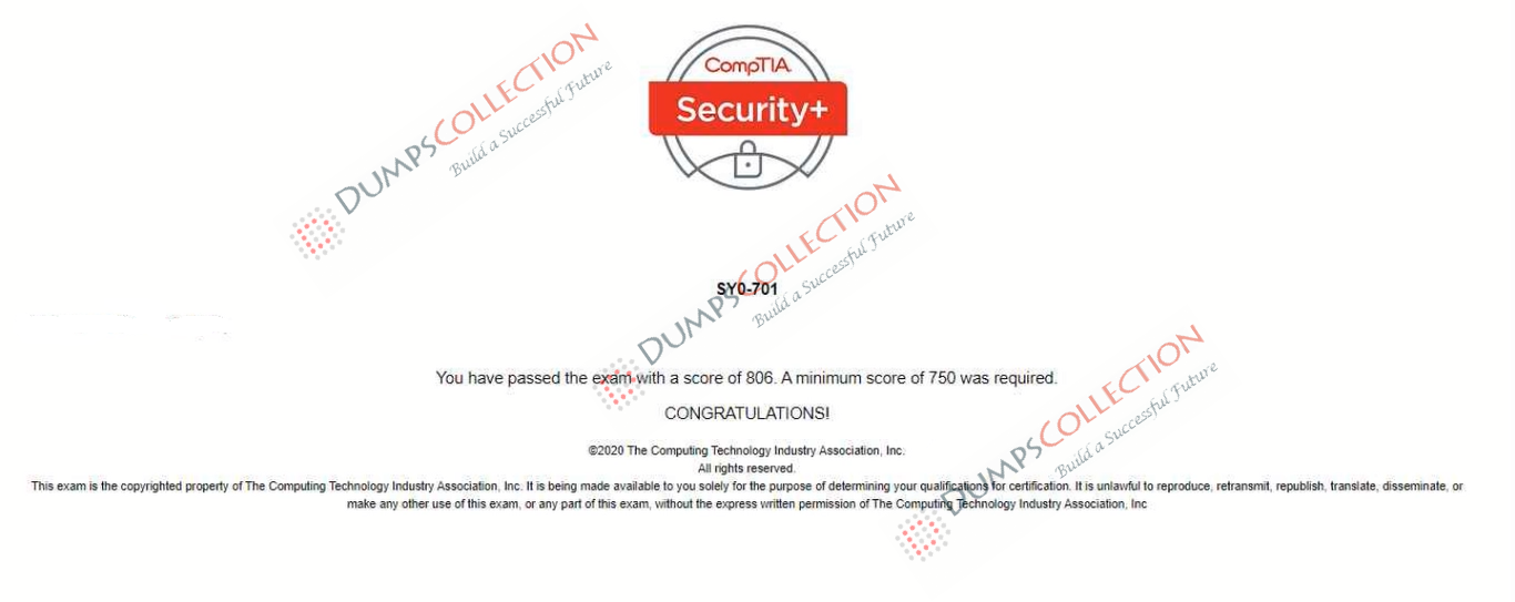 Confirmed passing report for the SY0-701 1