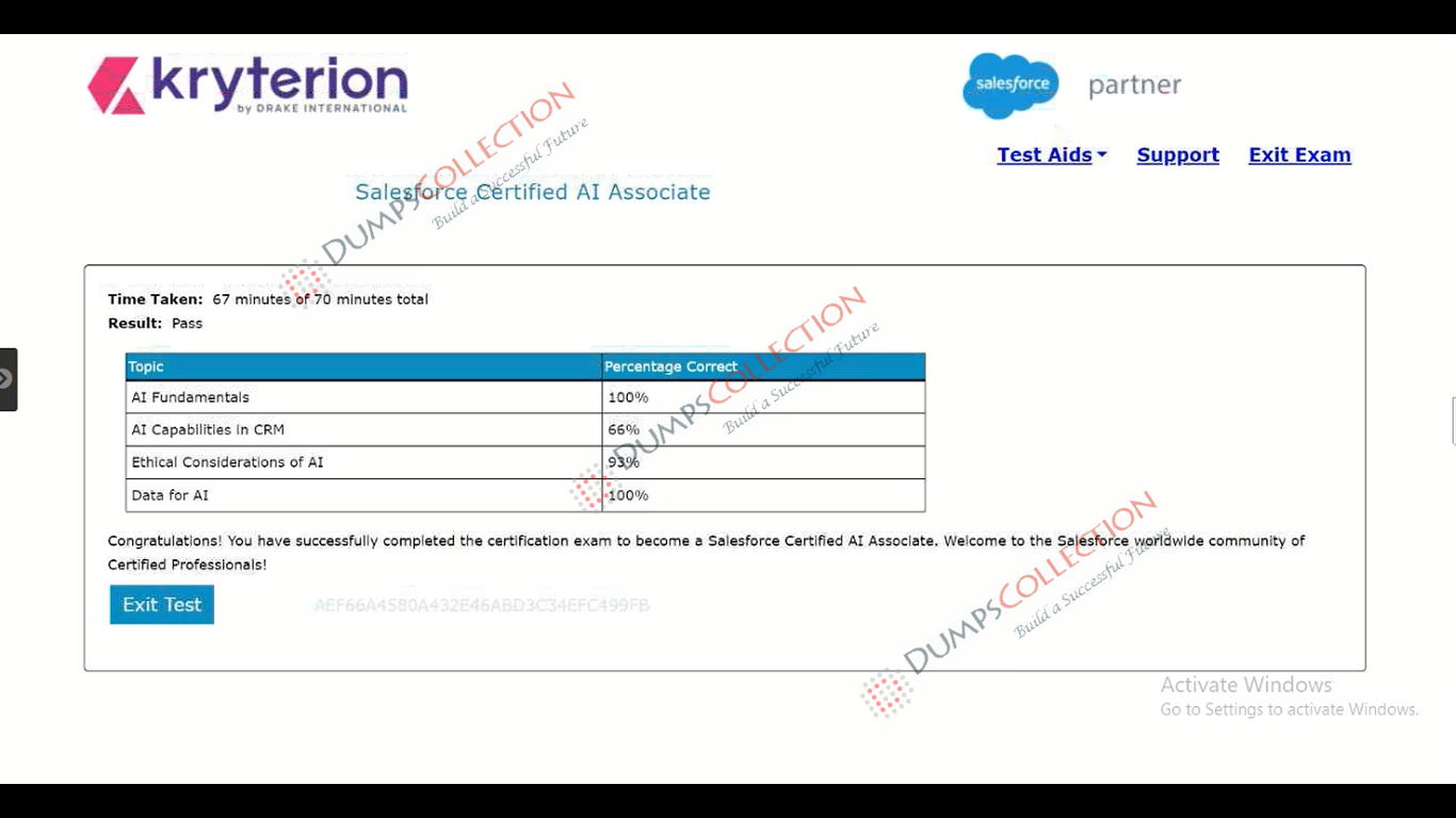 Confirmed passing report for the Salesforce-AI-Associate 2