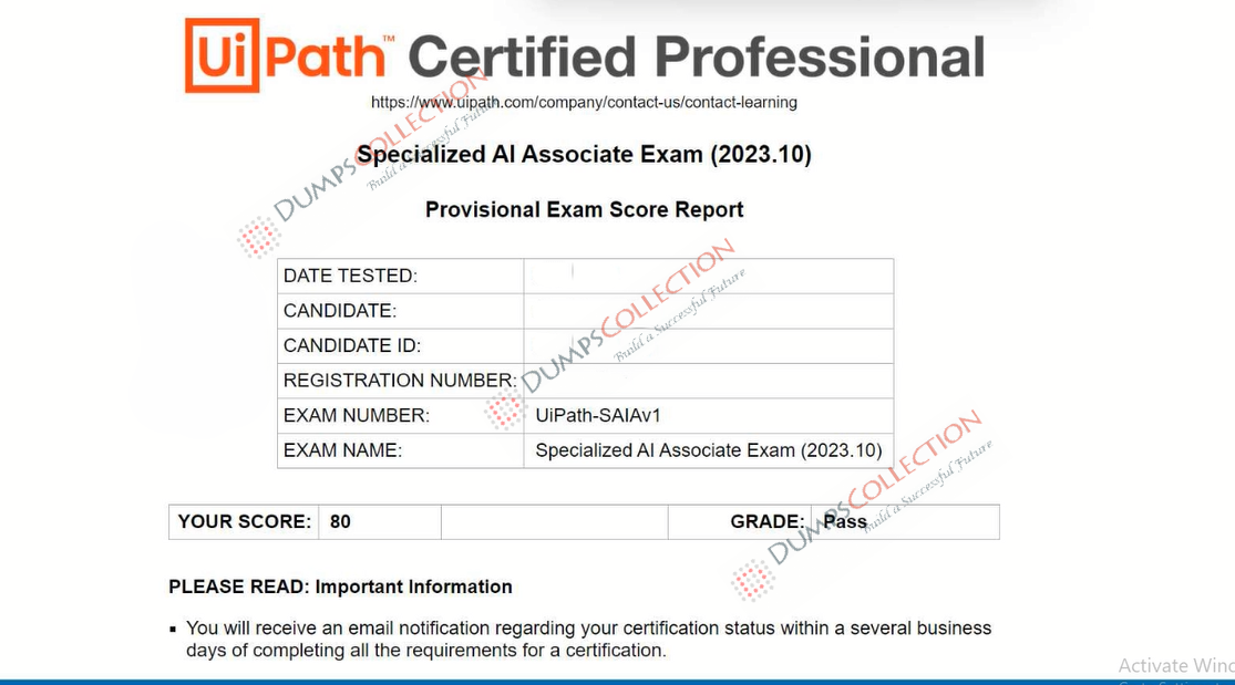 Confirmed passing report for the UiPath-SAIAv1 1